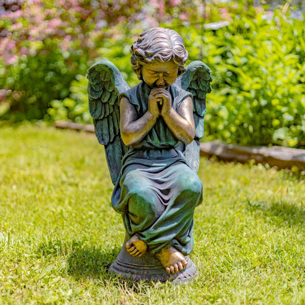 Angel Praying on Pedestal Garden Statue